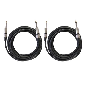 2Pcs 15ft  1/4" 6.35mm Male Cable to 1/4" 6.35mm DJ Male Guitar Mono Jack Cables - Picture 1 of 13