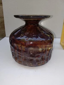 Vintage Late 20th Century Mdina Art Glass Tortoiseshell Pattern Vase Signed - Picture 1 of 4