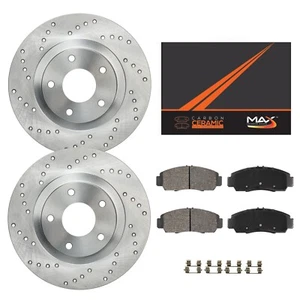 Front Drilled Brake Rotors + Pads for Chrysler 200 Jeep Patriot Compass Lancer - Picture 1 of 11