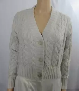 NEW Naadam Chunky-Cable Cardigan Beige Sweater Cotton/Cashmere SZ XS NWT - Picture 1 of 7