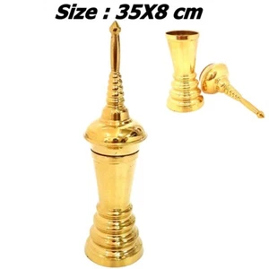 15'' Cremation Urn Ashes Thai Brass Standing Stupa Tall Screw cap Thai Tradition - Picture 1 of 6