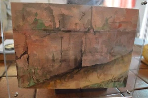 GRIECHISCHER MALER GEORGIEN KOKKINI AQUARELL ABSTRAKT GEMÄLDE GERAHMT IN PLEXIGLAS - Bild 1 von 7