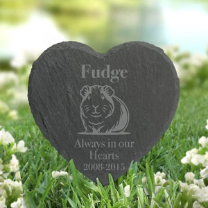 Personalised Engraved Pet Guinea Pig Heart Shape Memorial Plaque, Grave Marker - Picture 1 of 2