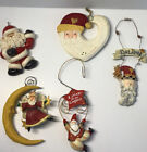 Vintage Santa Ornaments Lo Of 5