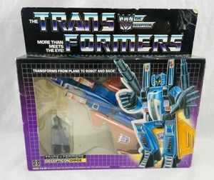 Transformers Original G1 1985 Seeker Jet Dirge Complete w/ Box Bubble - Picture 1 of 4