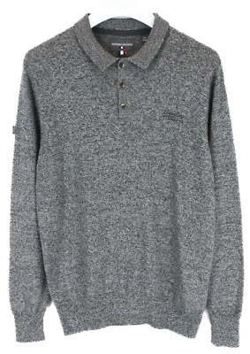 Superdry Sartorial Jersey Hombre Grande Jersey Cachemira Mezcla Melange Polo - Imagen 1 de 4