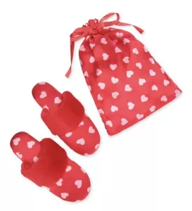 INC International Concepts Women's Faux-Fur-Trim Boxed Slippers Candy Hearts - Picture 1 of 6