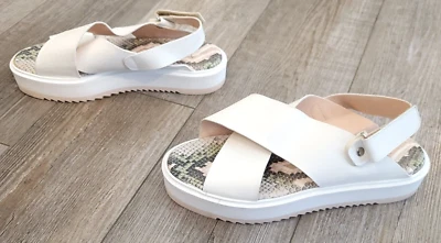 AGL Maya Crisscross Platform Sandal Womens White Leather Snake Skin Footbed EU41 - Изображение 1 из 4