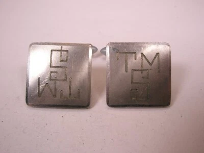 TMS GOLD PLATED Monogram Initial Letter Vintage KREMENTZ Cuff Links - Image 1 of 4
