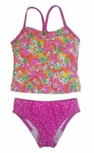 Speedo Girl's Sporty Tankini 2 Pc Swimsuit Pineapple Pink/Yellow Size-7 NWOT - Picture 1 of 1