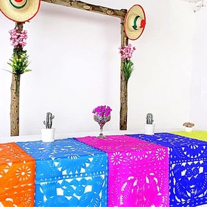 Mexican Table Runners, 1 Pack of 6 Papel Picado Runners, 39x20 Inches, Bohemi... - Picture 1 of 9