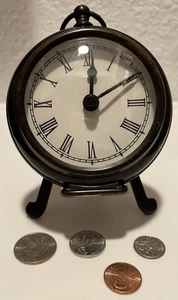 POCKET WATCH STYLE Table CLOCK 3.5” Diam. STAND BRONZE  1-AA B. (NOT Included) - Picture 1 of 7