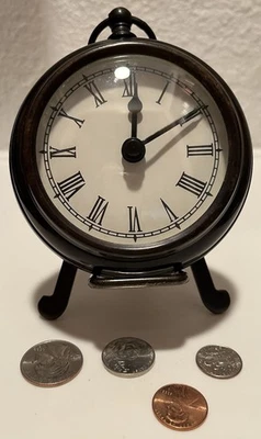 POCKET WATCH STYLE Table CLOCK 3.5” Diam. STAND BRONZE  1-AA B. (NOT Included) - Image 1 of 4