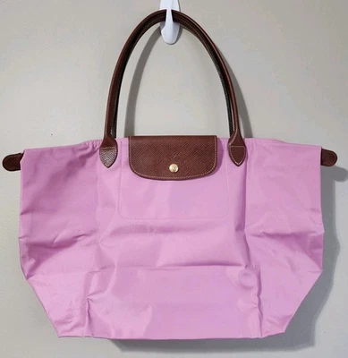 Longchamp Le Pliage Long Handle (9") Shoulder Tote in Pink 11.8"Wx11.8"Hx7.75"D - Image 1 of 4
