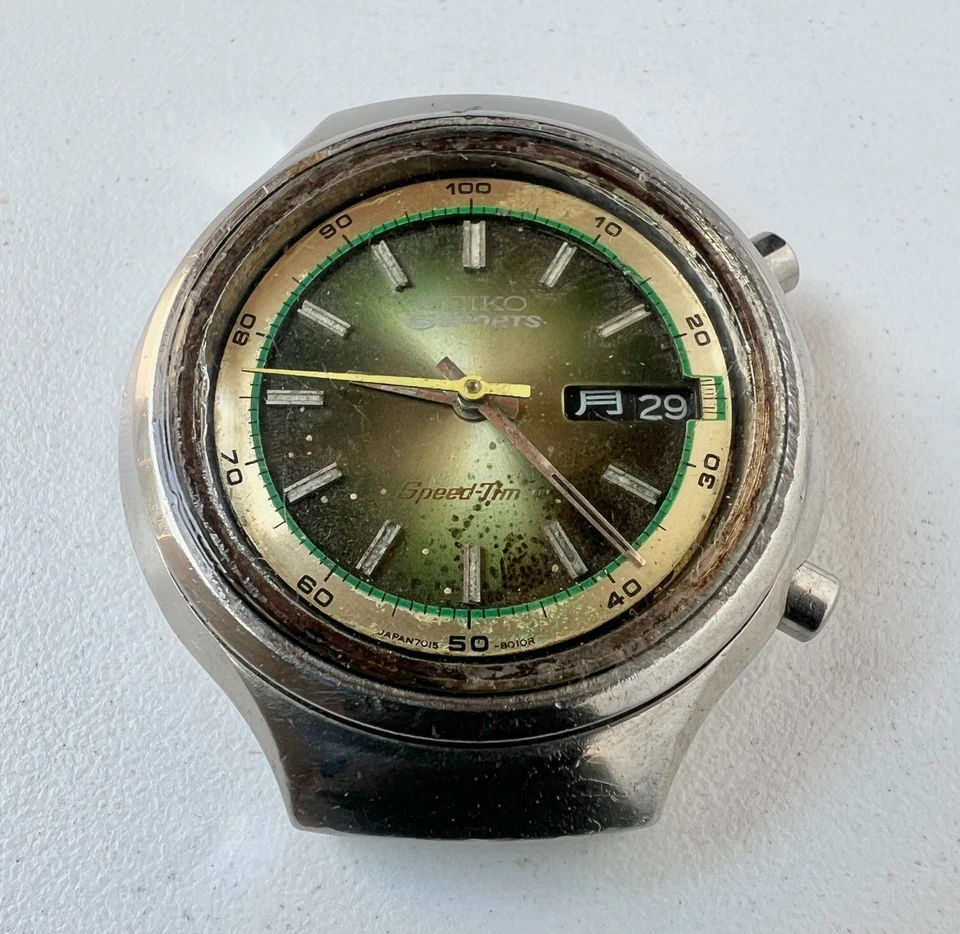 Reloj cronógrafo automático SEIKO 70158000 vintage para hombre 5 deportes esfera verde G2U Foto 1 de 1