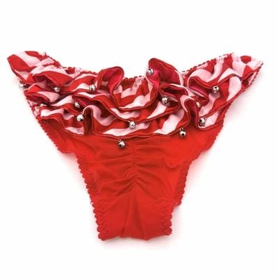 Victoria’s Secret Medium Bikini Low Rise Christmas Jingle Bell Ruffle Panty READ - Image 1 of 4