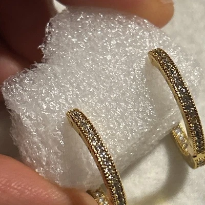 Nuevos pendientes tipo argolla y pavé 100 % auténticos PANDORA chapados en oro 14K 262738C01 Foto 1 de 4