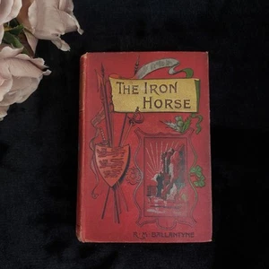 1871  Ballantyne The Iron Horse Book Good Red Decorated Railway Adventure Rare  - Imagen 1 de 9