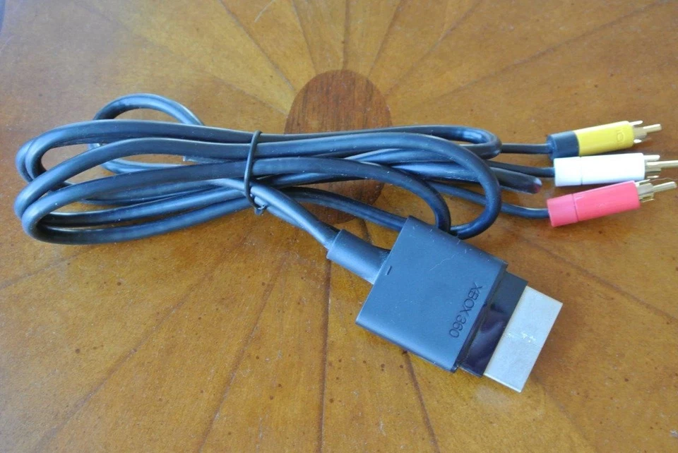 Genuine Microsoft Xbox 360 original AV Video Composite Cable Red, White, Yellow - Image 1 of 1