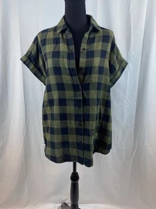Neu Damengröße Medium waldgrün schwarz kariertes Flanellhemd mit Knopfleiste - Bild 1 von 8