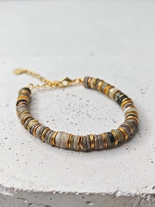 Sun in the Desert - Pulsera de ágata hecha a mano con medida chapada en oro de 18 quilates - Imagen 1 de 9