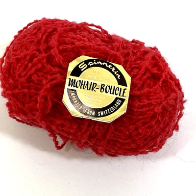Fio giratório Mohair Boucle 50g lã mohair mistura Orlon 661 vermelho Suíça - Imagem 1 de 4