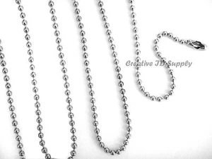 LOT 3 NICKEL PLATED 24" BALL CHAIN NECKLACE 2.4MM BEADS - Picture 1 of 2