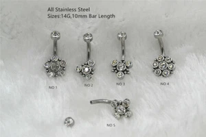 50pcs 14G Ball Gems Navel Ring Belly Bars Button BarBell Body Piercing Jewelry - Picture 1 of 5