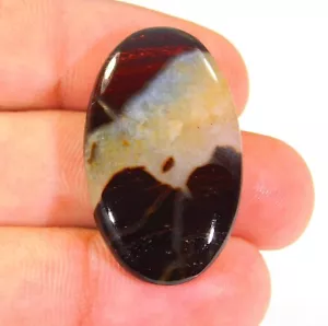 Piedra preciosa cabujón ovalado gronata septaria negra natural 37x22x6 mm 42,CT DF=222 - Imagen 1 de 7