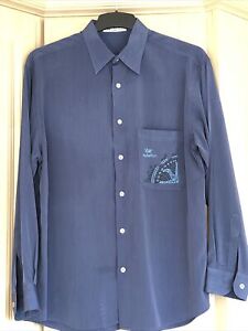 Mens Petrol Blue Silky Shirt - size 'L' - Elenco - Excellent used