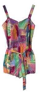 VTG Ceeb Romper Swimsuit Playsuit Adj Strap Sleeveless Tie Zip up 60 Pin up 10 - Picture 1 of 15