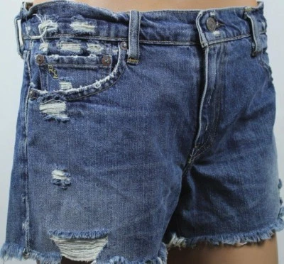 Ladies Polo Ralph Lauren Blue Crosby Denim Distressed Women's Shorts - Image 1 of 2