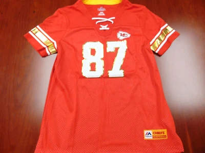 JERSEY DE MUJER MAJESTUOSO DE LOS JEFES DE LA NFL TRAVIS KELCE FAN MODA TALLA M Foto 1 de 4