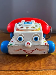 Vintage 1961 Fisher Price Chatter Phone #747 Telephone Pull Toy with Moving Eyes - Picture 1 of 6