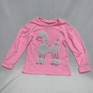 French Poodle Dog Pink Paris Girl’s 5 Long Sleeve Top Shirt Blouse Cute  - Picture 1 of 4