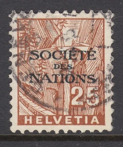 Switzerland Sc 2O45 used 1934 25c brown LEAGUE OF NATIONS overprint, sound, F-VF - Picture 1 of 2