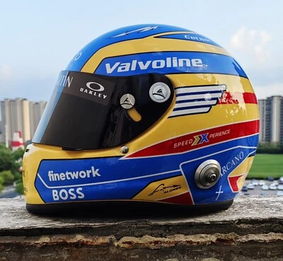 2024 FERNANDO ALONSO F1 FORMULA 1 HELMET HELM HAND-PAINT 1:1 WITH HANS - Image 1 of 4