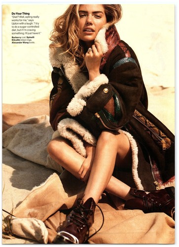 Kate Upton Pin Up Burberry Coat Alexander Wang Boots Hot magazine CLIPPING photo
