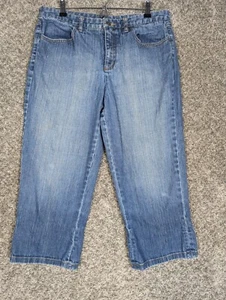 Pantalones de mezclilla elásticos cortos Talbots Capri para mujer talla 12 P azules con pedal - Imagen 1 de 18