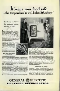 1929 GE Ganzstahl Kühlschrank toller DRUCK AD Wanddekor Idee (1672) - Bild 1 von 1