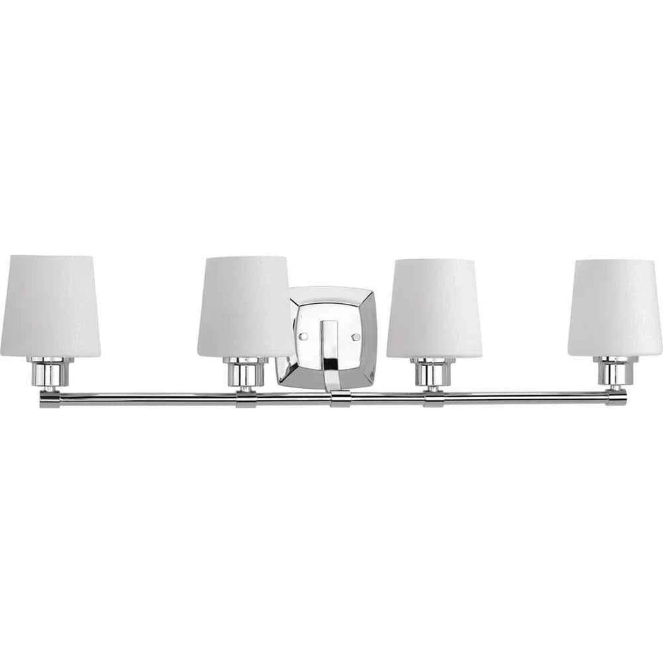 Progress Lighting Glance Chrome Etched White Linen Glass Bath Vanity Light - Image 1 of 4