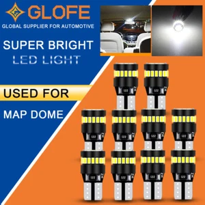 GLOFE 10x CANBUS LED Interior Dome Map Light Bulbs T10 194 168 2825 Bright 6000K - Picture 1 of 10