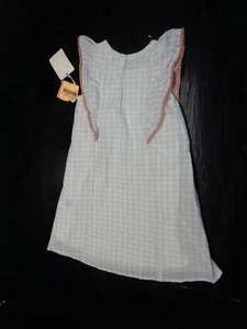 Adorable M&E Mila And Emma Gray White Gingham Dusty Rose Pom Pom Trim Lined 5T - Picture 1 of 4