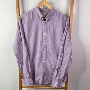 Industrie Button Up Shirt Mens Large Purple Gingham Egyptian Cotton Long Sleeve - Picture 1 of 10