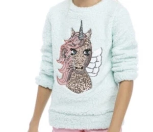 Miss Chievous Girls Sequin Sherpa Pullover Unicorn Size Large 12 NWT - Picture 1 of 4