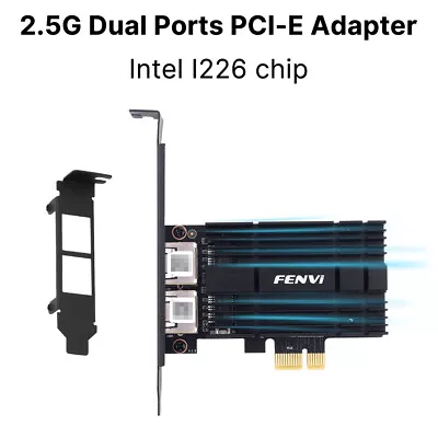 2.5Gbps PCIE Gigabit Network Adapter Intel I226 Ethernet Card Dual RJ45 LAN Port - image 1 of 4