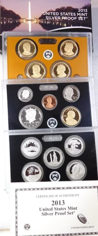 2013-S US Mint Silver Ultra Cameo Proof 14 coin set with Box & COA #E266 Cover