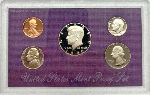1990 No S Proof Set Very Rare US Mint Original Sealed Lens Cover