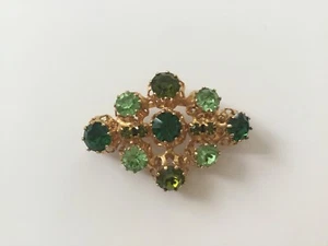 Vintage Brosche grün Strass Anstecknadel Made in Austria  - Bild 1 von 6
