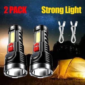 2pcs High Powered Super Bright Flashlight LED Rechargeable Police Security Torch - Picture 1 of 22